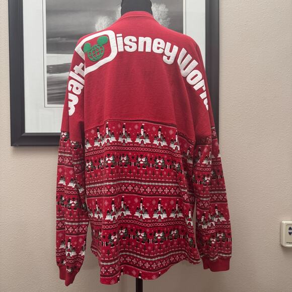 WDW Disney Spirit Jersey Christmas Holiday Fair Isle Red Size Large 1971 - Picture 4 of 11